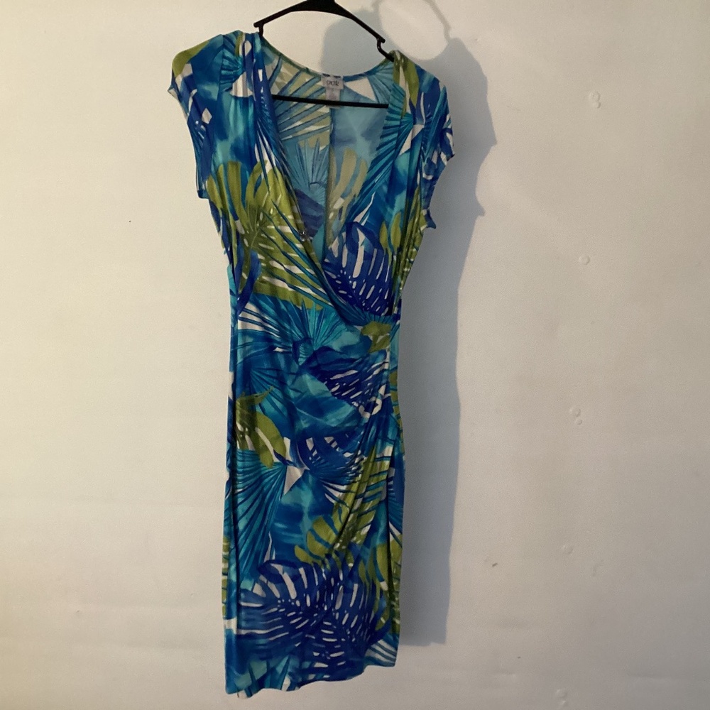 Cache Dress - S - Shades of Blue/Lime Green